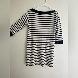 Navy/White stripe shift dress with front square pockets